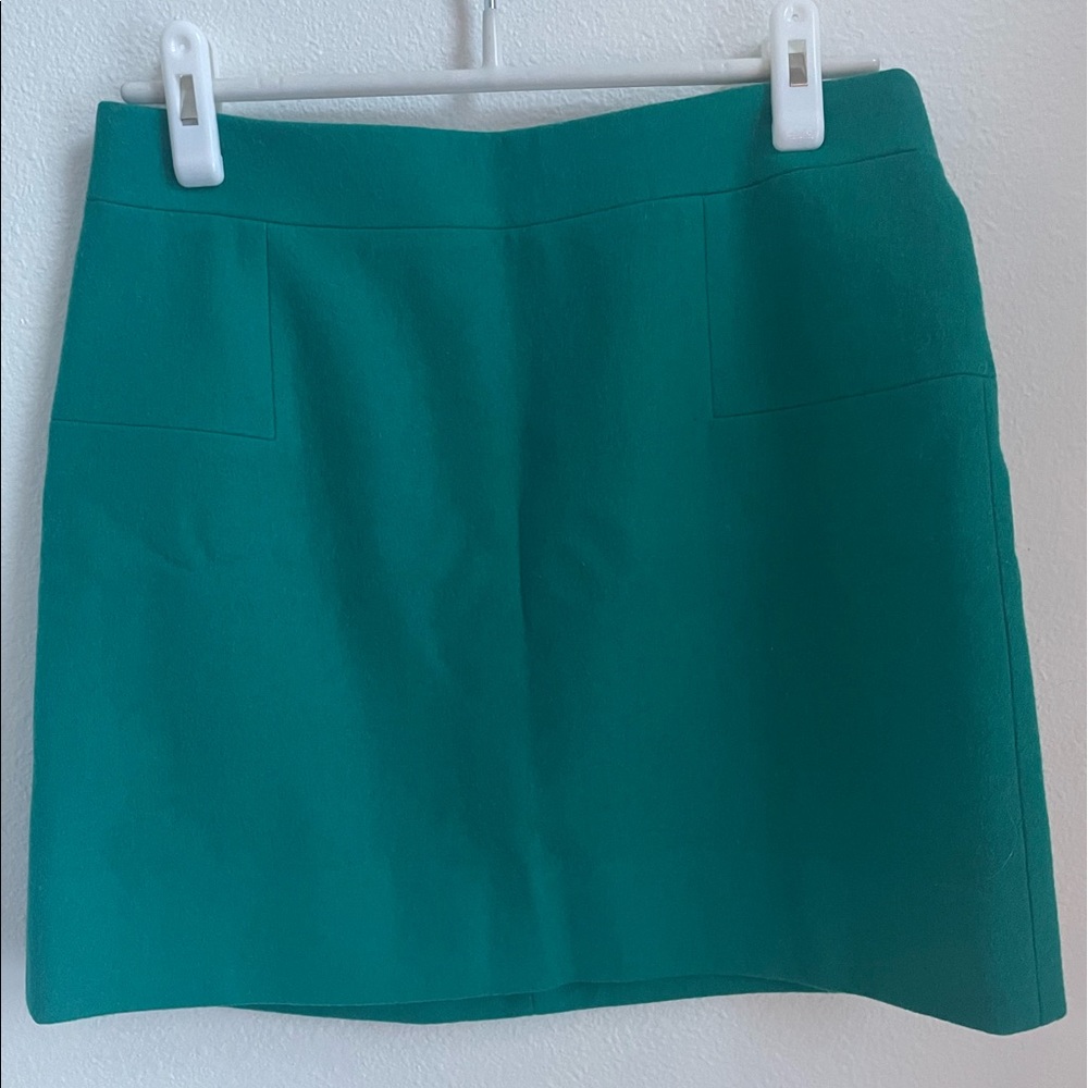 J Crew dark emerald wool blend mini skirt size 4